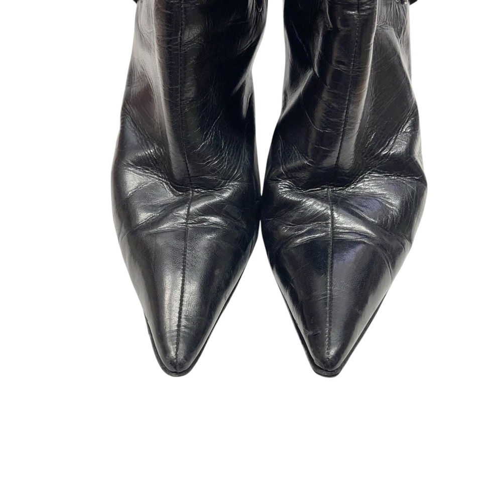 Dior Black Leather Pointed Toe Ankle Boots - Picture 7 of 11